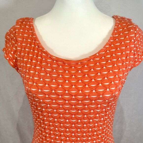 Sharagano orange and white textured stretch midi dress size 10 - Picture 2 of 6